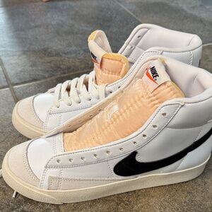 Nike White and Black High-Tops with Orange Tongue